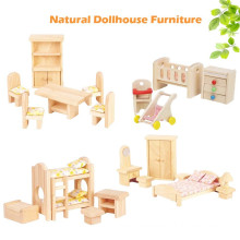 Natural Wooden Miniature Dollhouse Accessories